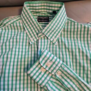 Gitman Bros Bruce Baird Green Gingham Check Button Down Shirt Mens Large‎ L